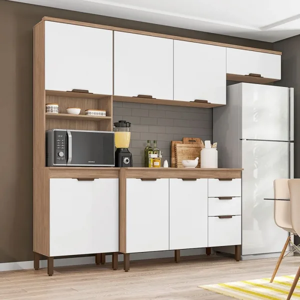 Cozinha Completa Milena 5 Peas 7 Portas 2 Gavetas Cartagena Branco  Incorplac