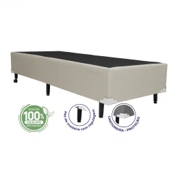 Cama Box Solteiro 0,88  - TC: Linho Bege Dourado 0,88X1,88X0,28