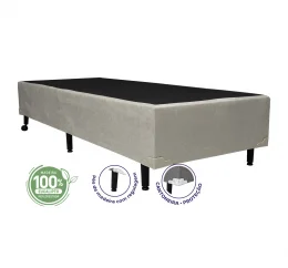 Cama Box Solteiro 0,88  - TC: Suede Bege Amassado 0,88X1,88X0,28