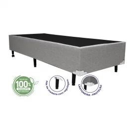 Cama Box Solteiro 0,88  - TC: Linho Champanhe 0,88X1,88X0,28