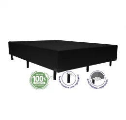 Cama Box Casal 1,38  - TC: Corino Preto 1,38X1,88X0,28