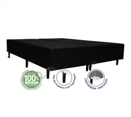 Cama Box Queen 1,58  - TC: Suede Preto Amassado 1,58X1,98X0,28