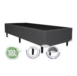 Cama Box Solteiro 0,88  - TC: Linho Grafite 0,88X1,88X0,28