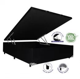 Cama Box Ba Casal 1,38  - TC: Suede Preto Amassado 1,38x1,88x0,39
