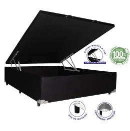 Cama Box Ba Casal 1,38  - TC: Suede Preto 1,38x1,88x0,39