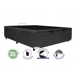 Cama Box Ba Casal 1,38  - TC: Suede Cinza Amassado 1,38x1,88x0,39