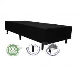 Cama Box Solteiro King 0,96  - TC: Suede Preto Amassado 0,96X2,03X0,28