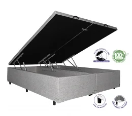 Cama Box Ba King 1,93  - TC:  Linho Champanhe 1,93x2,03x0,39