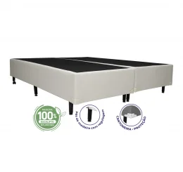 Cama Box King 1,93  - TC: Corino Bege 1,93x2,03x0,28