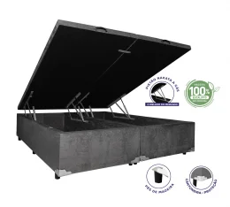 Cama Box Ba King 1,93  - TC:  Suede Cinza Amassado 1,93x2,03x0,39