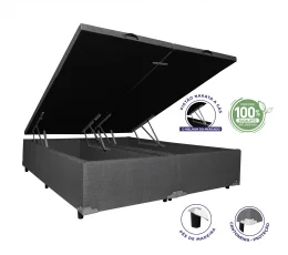 Cama Box Ba King 1,93  - TC:  Linho Cinza 1,93x2,03x0,39