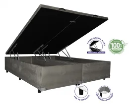 Cama Box Ba King 1,93  - TC:  Suede Animale Nude 1,93x2,03x0,39