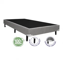 Cama Box Solteiro 0,88  - TC: Linho Champanhe 0,88x1,88x0,16 Medida Especial