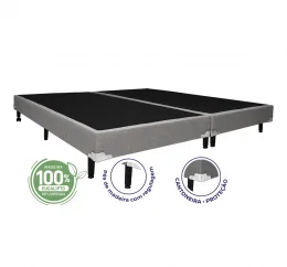 Cama Box King 1,93  - TC: Linho Champanhe 1,93x2,03x0,16 Medida Epecial