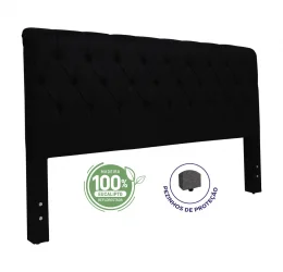 Cabeceira Queen 1,60x1,25 Captone Paris  - TC:  Suede Preto Liso