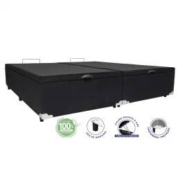 Cama Box Ba Queen 1,58  - TC:  Suede Preto Amassado 1,58X1,98X0,39