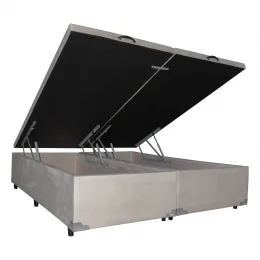 Cama Box Ba King 1,93  - TC:  Linho Bege 1,93x2,03x0,39