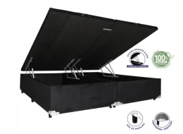 CAMA BOX BA SUEDE PRETO AMASSADO 1,93 x 2,03 x 0,39