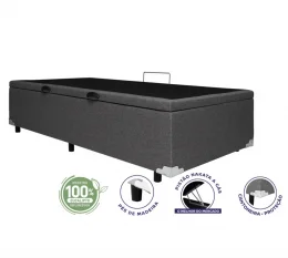 CAMA BOX BA LINHO CINZA 1,00 x 2,00 ( ABERTURA LATERAL )