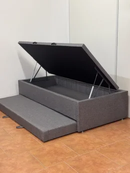 Cama Auxiliar com Cama box ba Linho Cinza 0,88 x 1.88