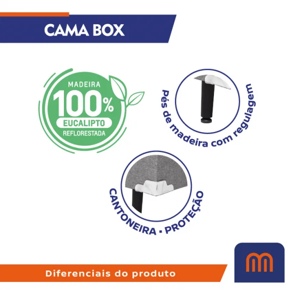 Cama Box Solteiro 0,88  - TC: Suede Cohiba 0,88X1,88X0,28