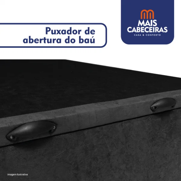 Cama Box Bau Solteiro 0,88x1,88x0,39 - Tecido: Suede Preto Amassado (ABERTURA LATERAL)