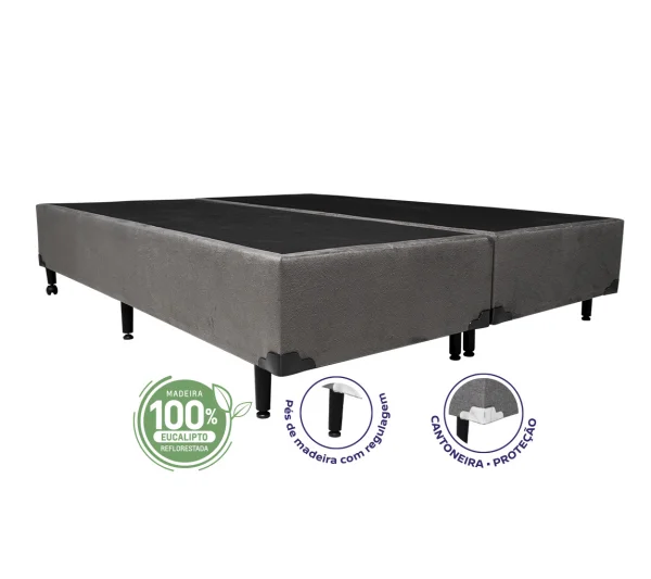 Cama Box Queen 1,58  - TC: Suede Cinza Amassado 1,58X1,98X0,28