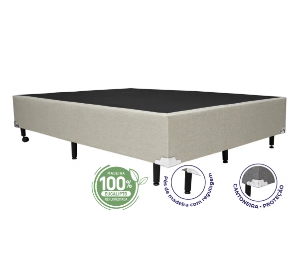 Cama Box Casal 1,38  - TC: Linho Bege Dourado 1,38X1,88X0,28