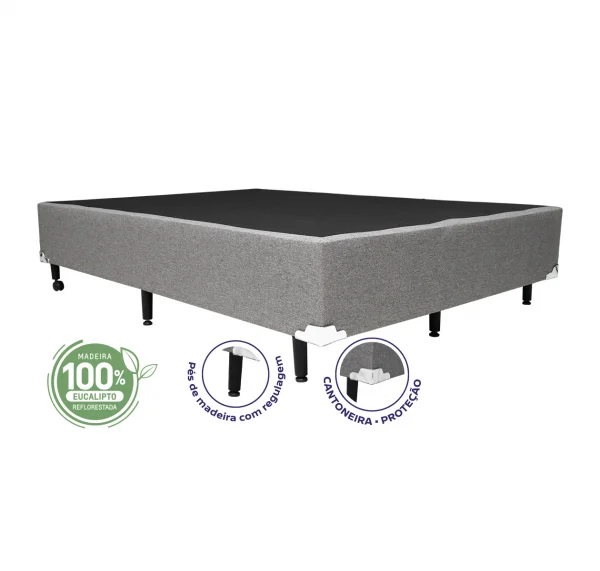 Cama Box Casal 1,38  - TC: Linho Cinza 1,38X1,88X0,28