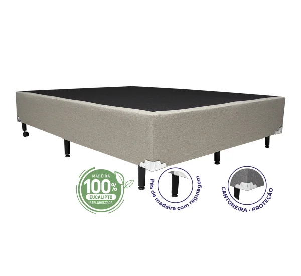 Cama Box Casal 1,38  - TC: Linho Bege 1,38X1,88X0,28