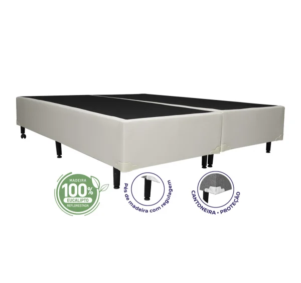 Cama Box Queen 1,58 - TC: Corino Bege 1,58X1,98X0,28