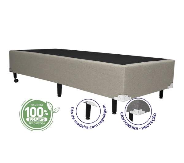 Cama Box Solteiro 0,88 - TC: Linho Bege 0,88X1,88X0,28