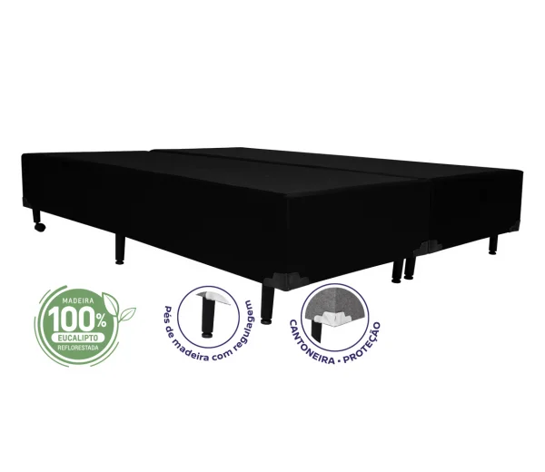 Cama Box Queen 1,58  - TC: Suede Preto Liso 1,58X1,98X0,28