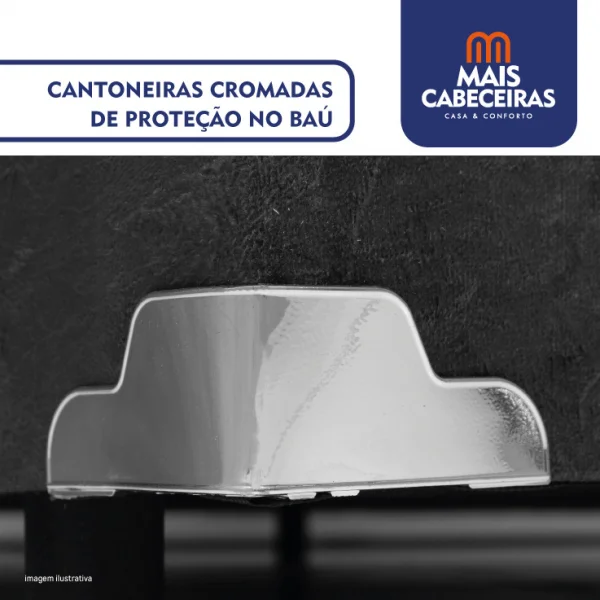 Cama Box Ba Solteiro 0,88x1,88x0,39  - TC:  Corino Preto (ABERTURA LATERAL)