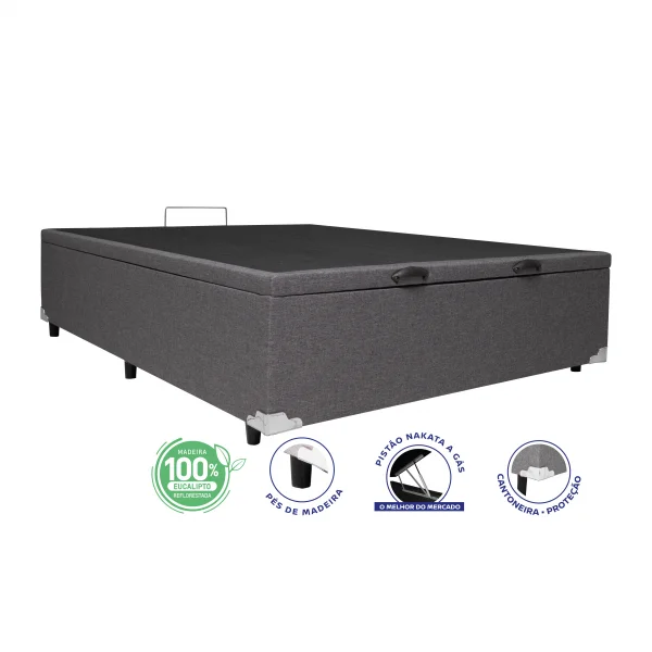 Cama Box Ba Casal 1,38  - TC: Linho Grafite 1,38x1,88x0,39