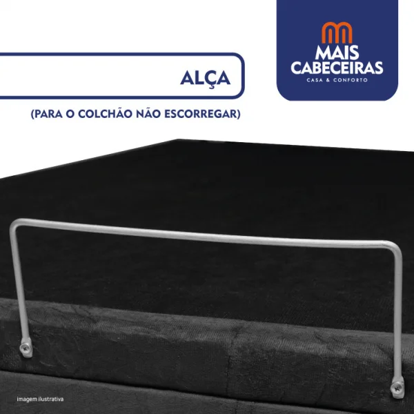 Cama Box Baú Solteiro King 0,96x2,03x0,39 - TC: Corino Preto (ABERTURA LATERAL)