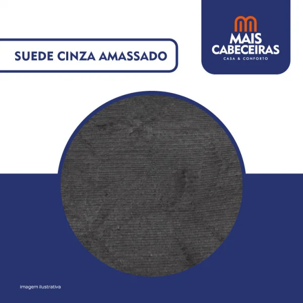 Cabeceira Casal 1,40x1,25 Florena  - TC:  Suede Cinza Amassado