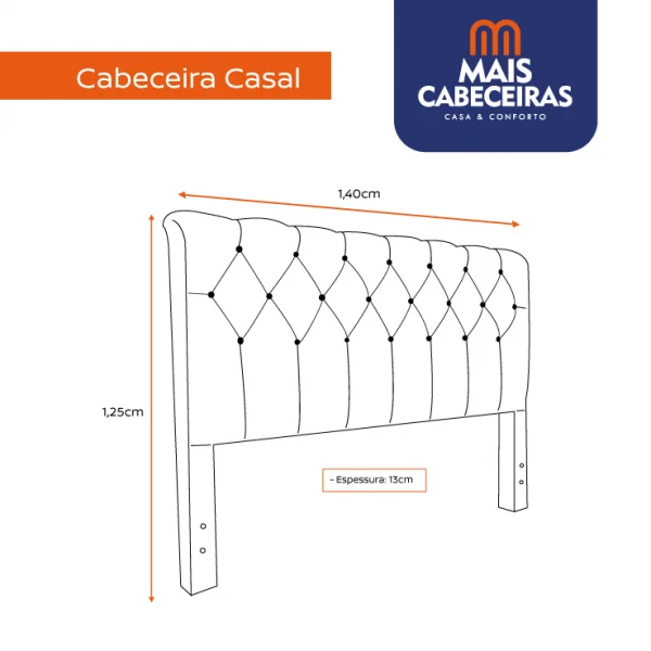 Cabeceira Casal 1,40x1,25 Captone Paris  - TC:  Suede Cohiba