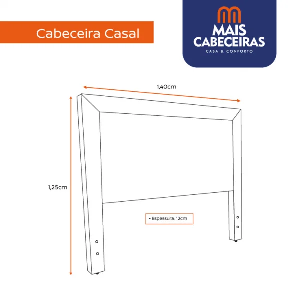 Cabeceira Casal 1,40x1,25 Montreal - TC: Suede Cinza Amassado