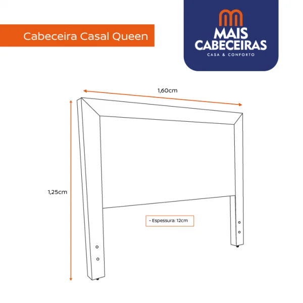 Cabeceira Queen 1,60x1,25 Montreal  - TC:  Suede Cinza Amassado