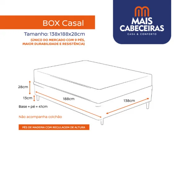 Cama Box Casal 1,38  - TC: Linho Marrom 1,38X1,88X0,28