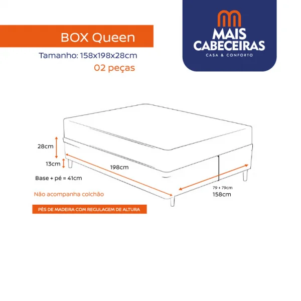 Cama Box Queen 1,58  - TC: Linho Champanhe 1,58X1,98X0,28