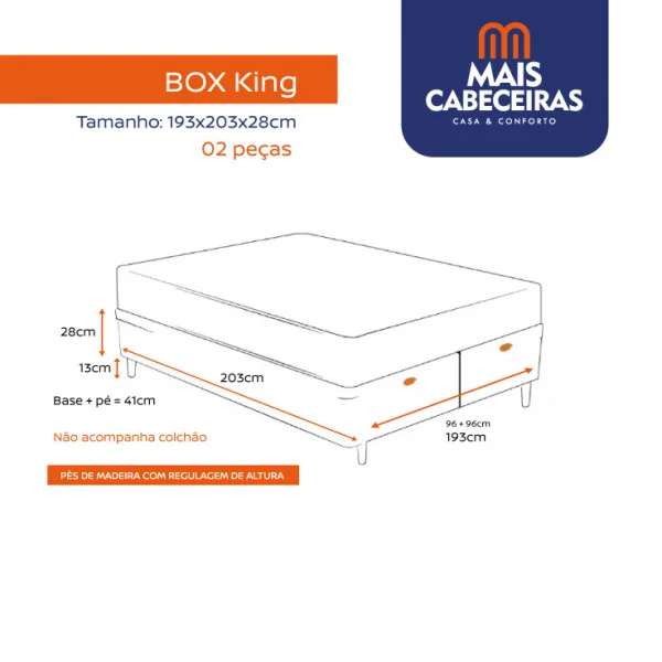 Cama Box King 1,93  - TC: Suede Bege Liso 1,93x2,03x0,28