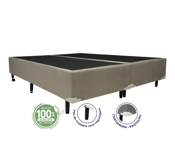COMBO COLCHO QUEEN BALANCE + CAMA BOX TECIDO SUEDE IMBUIA