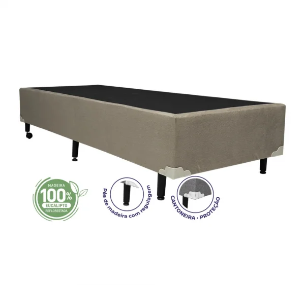 COMBO COLCHO SOLTEIRO ABRACE TRIPOWER 0,88X 1,88X 0,26 + CAMA BOX TECIDO SUEDE IMBUIA