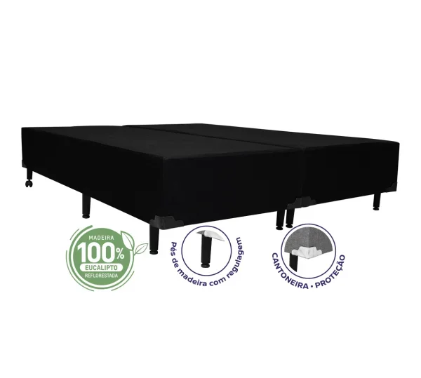 COLCHO AMX ONE QUEEN + CAMA BOX + CABECEIRA SUEDE PRETO AMASSADO 1,58X1,98X0,28