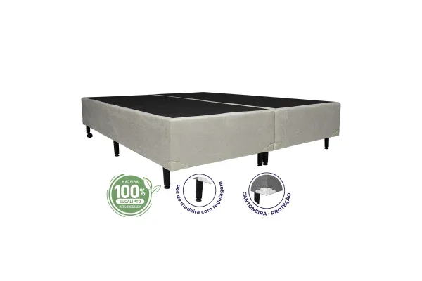 COLCHO AMX ONE CASAL + CAMA BOX + CABECEIRA SUEDE BEGE AMASSADO 1,38X 1,88X 0,30