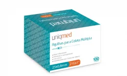 Agulha Para Coleta Multipla 25x0,8mm 21g C/ 100 Unidade - Uniqmed