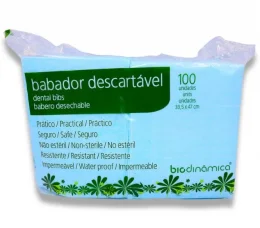 Babador Descartavel Azul Com 100 Unidades - Biodinamica