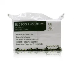 Babador Descartavel Branco Com 100 Unidades - Biodinamica